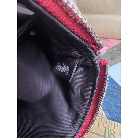 Coach F34316 Red Coated Canvas Baby Bouquet Corner Zip Wristlet Purse Wallet NWT - Picture 8 of 11